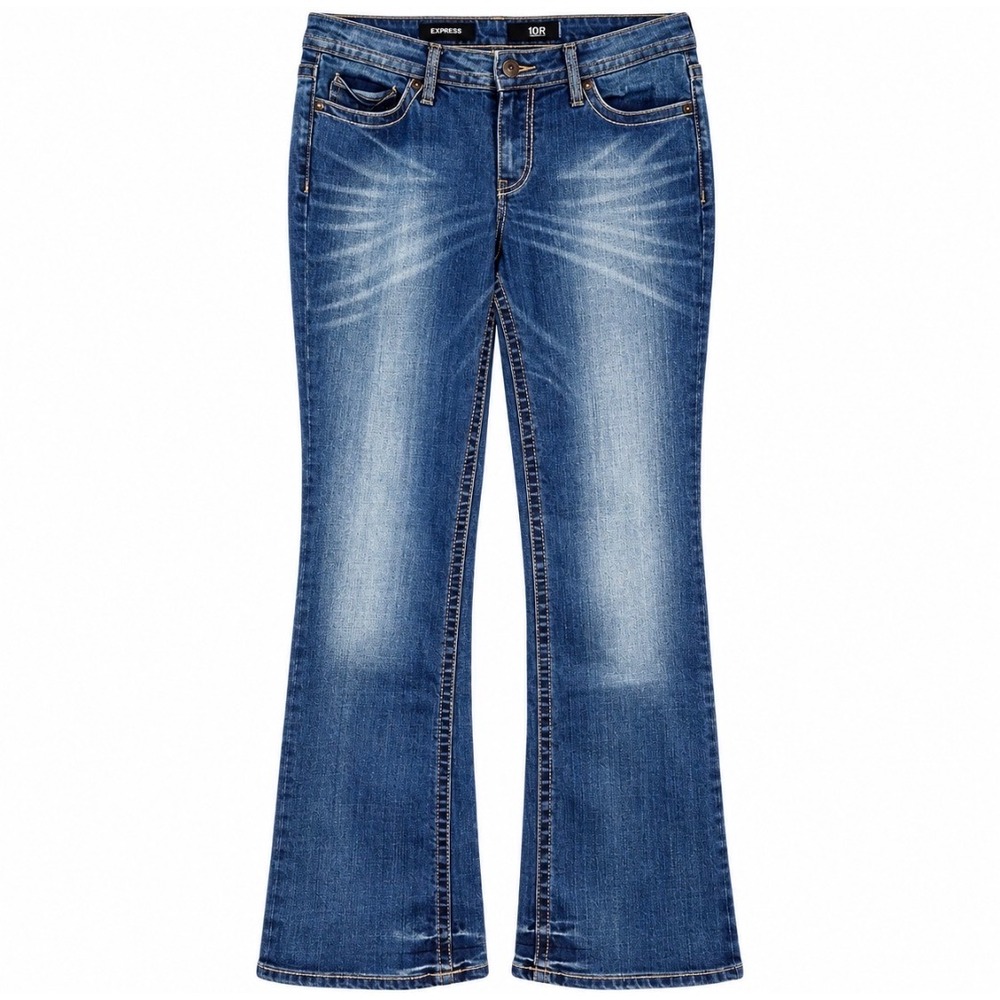 Ana Womens Midrise Bootcut Blue Jeans 8 32x31 Distressed Embroidered Y2K Western